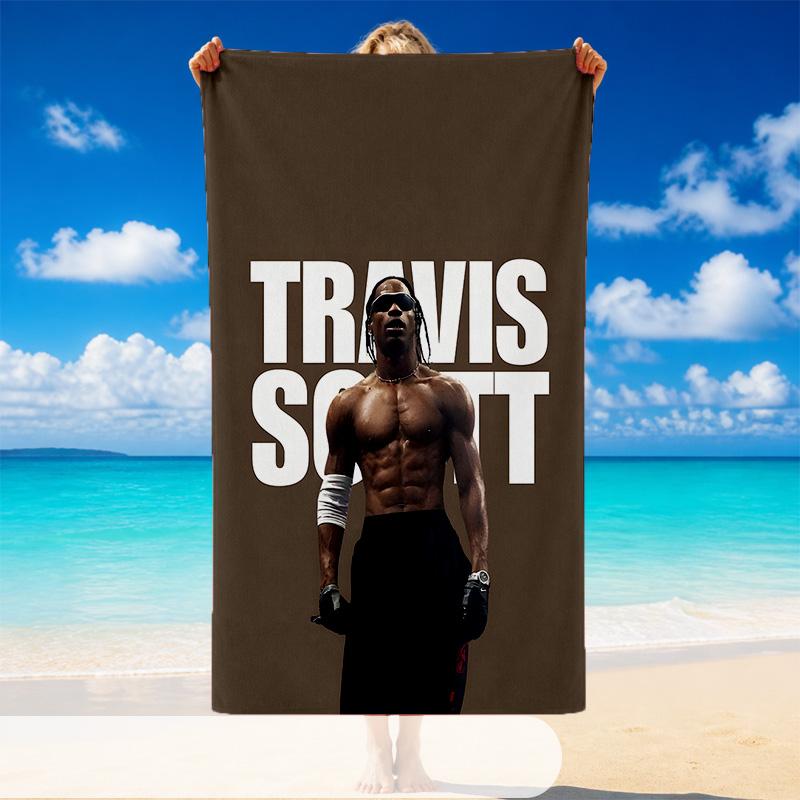 Quick Dry Beach Towel Travis Scott Pattern, Lightweight Absorbent Towel for Pool Beach Vacation Use