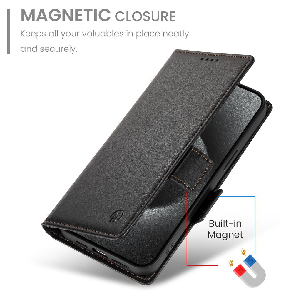 DF-010 For Samsung Galaxy S24+ Wallet Case Leather Phone Cover Side Magnetic Clasps