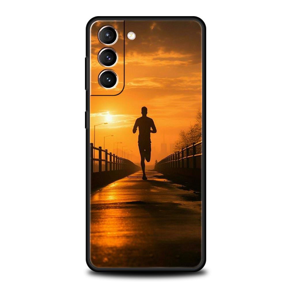 Phone Case For Samsung Galaxy S25 Edge S24 S23 S22 S21 Ultra S20 FE 5G S10 S10E S9 Plus Soft TPU Cover Run marathon Running