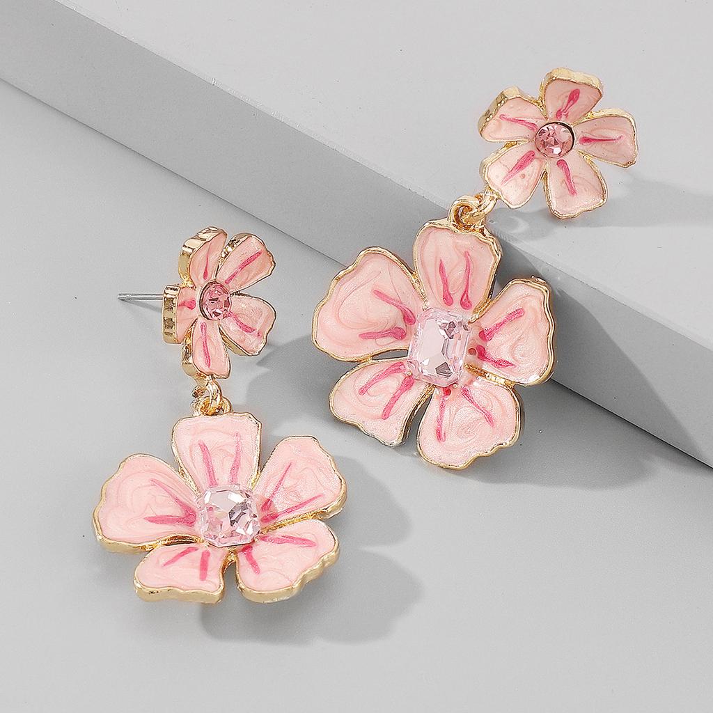 Simplistic and Cute Flower Oil Drop Earrings - Light and Comfortable Accessories