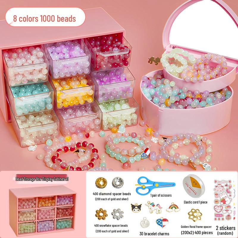 Handmade DIY Beading Kit for Kids: Educational Bracelet & Necklace Craft Set with Glass Beads