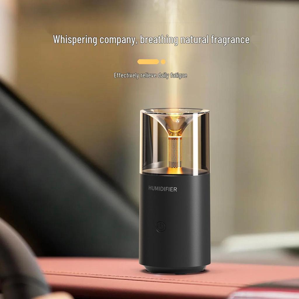 Creative Turret Aroma Diffuser: Realistic Flame Light with Large Spray Humidifier for Home Bedroom