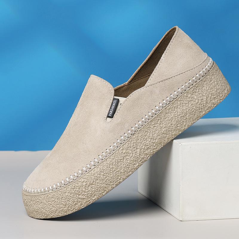 Men's shoes retro loafers men's genuine leather new Doudou shoes breathable soft leather soft sole one pedal casual leather shoes men
