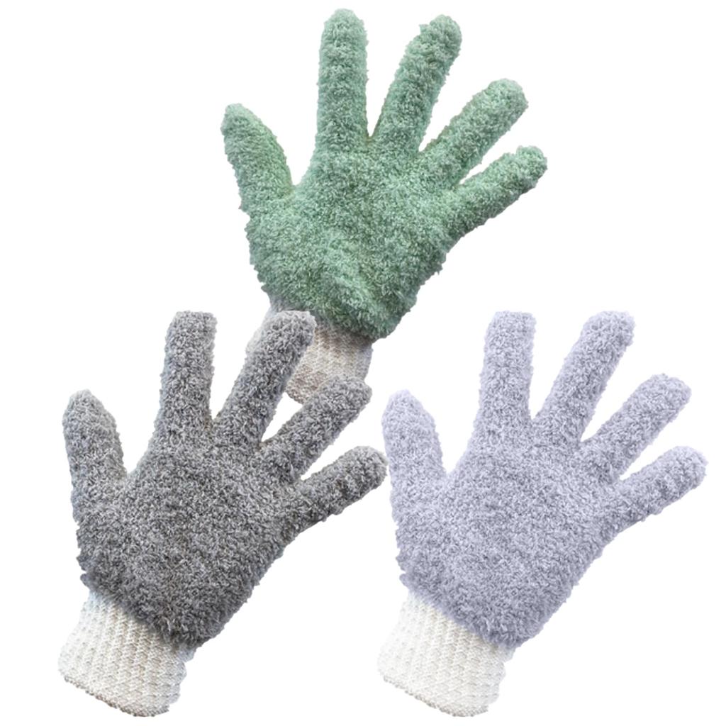 Microfiber cleaning gloves for yellow window air dust general cleaning housework one size fits for work of 3 [SATOMO] pollen, sand, blinds, frames,