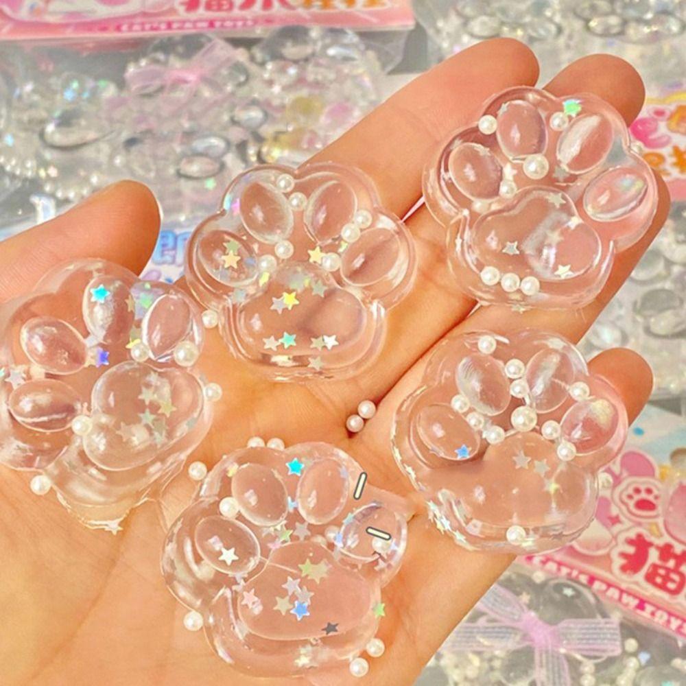 Silicone Cartoon Fidget Toy Kneading Cat Paw PinchToy Luminous Cat Paw Squeeze Toy  Children Adult
