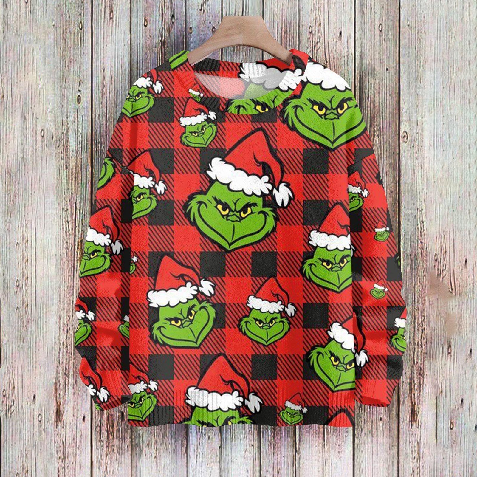 

Рождественские толстовки для женщин Вязаный свитер Милая рубашка Осенний свитер с круглым вырезом Топы XXXL винный