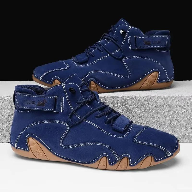 New 2025 Men's Retro Design Sports Shoes Men's Outdoor Casual Leather Breathable Comfortable Summer Hot Selling Flat Ankle Boots