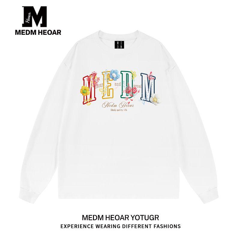 Medm Heoar Long sleeve T-shirt Men's and Women's Loose Spring and Autumn T-shirt Bottoming Top [Three Labels Complete]]