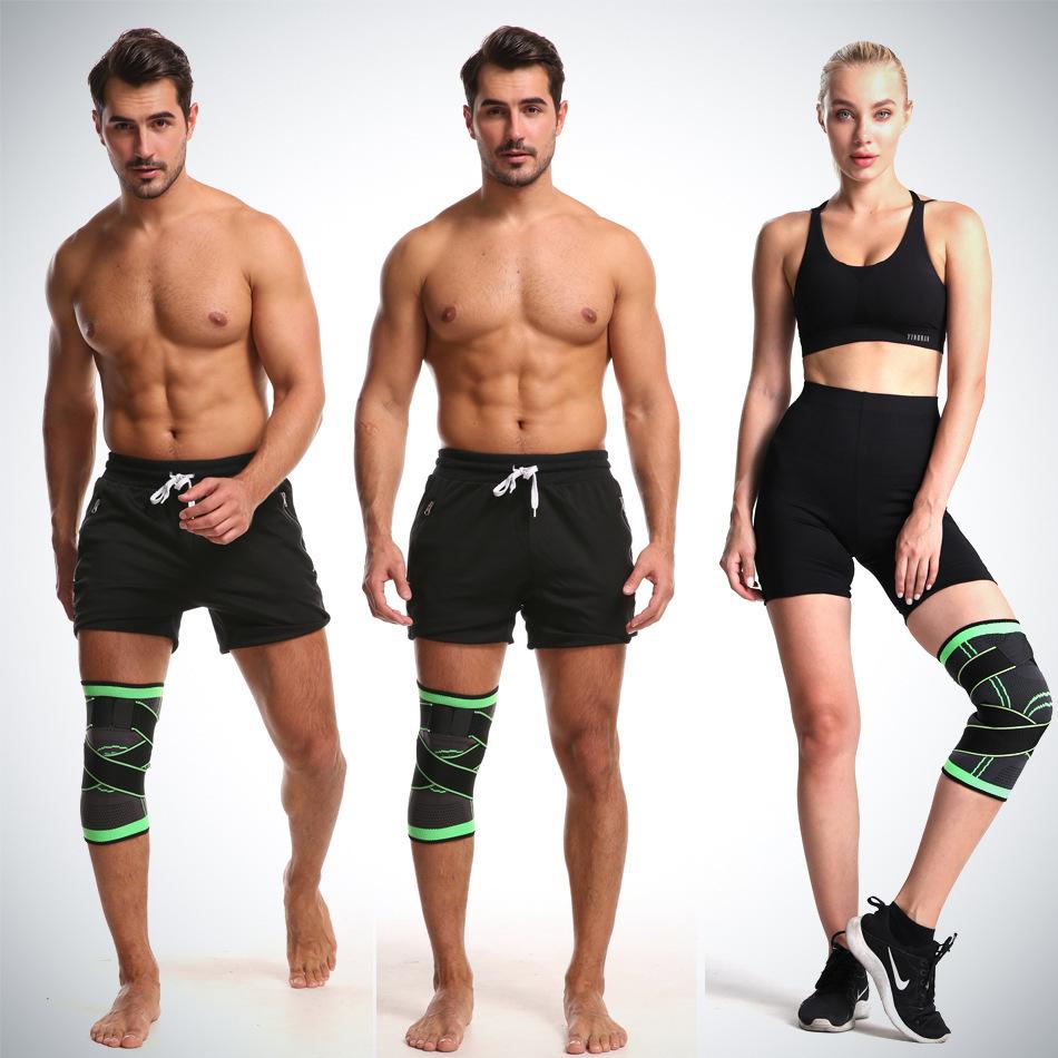 1pc Knee Support Gym Adjustable Elastic Knitted Knee Pads Basketball Breathable Cycling Sports Compression Straps Knee Sleeve