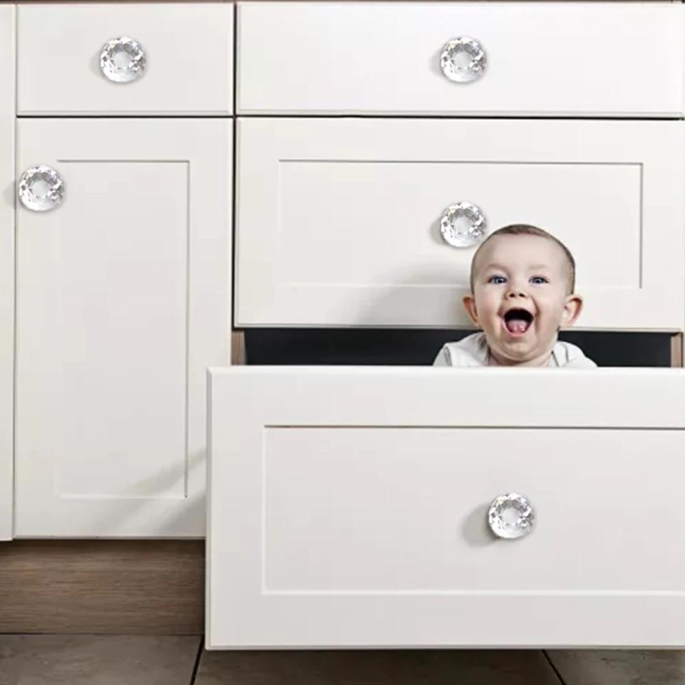 16pcs Crystal Door Handle 30mm Diamond Shape Single Port Knob Handle for Cabinet Drawer Door Cupboard Wardrobe Closet Hardware