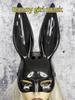 1pc Bunny   Glossy Mask Black White Nightclub Masquerade Halloween Party Dress Up Mask