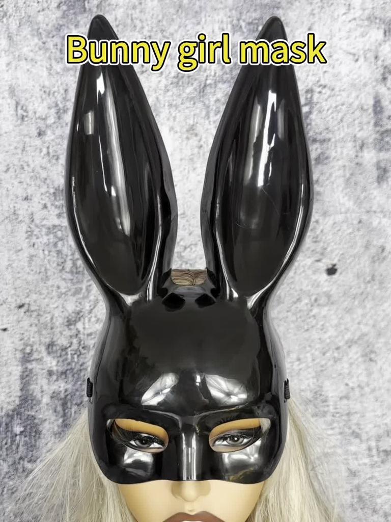 1pc Bunny   Glossy Mask Black White Nightclub Masquerade Halloween Party Dress Up Mask