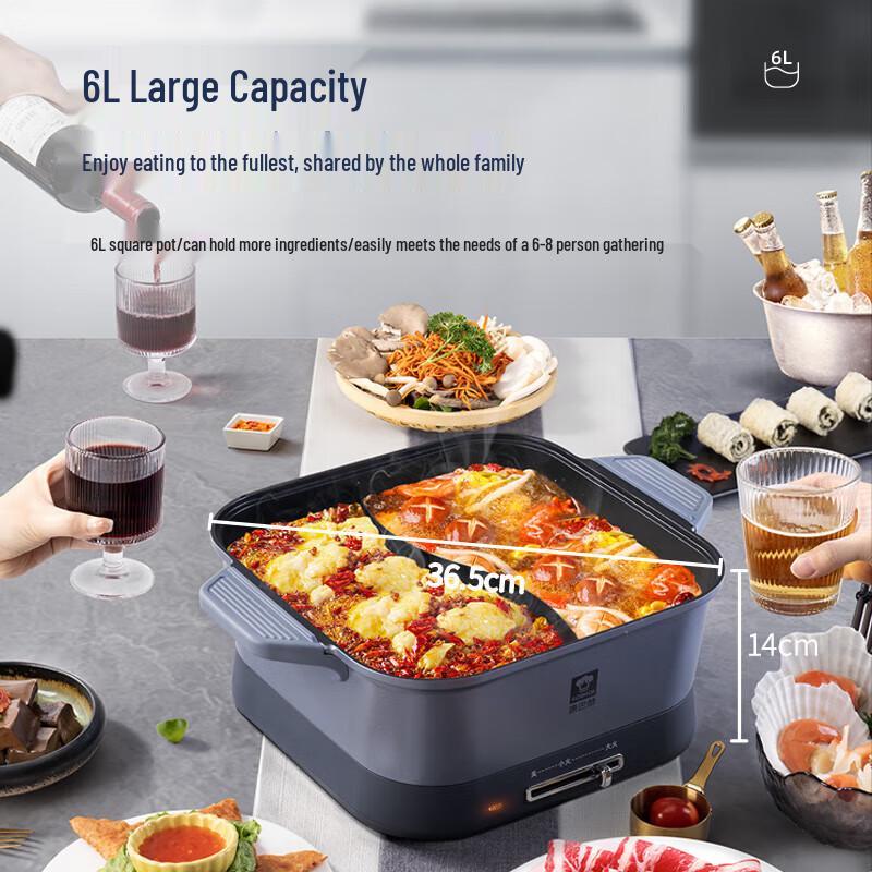 Kumbach 6L Dual-Flavor Electric Hot Pot CN plug (adapter included)