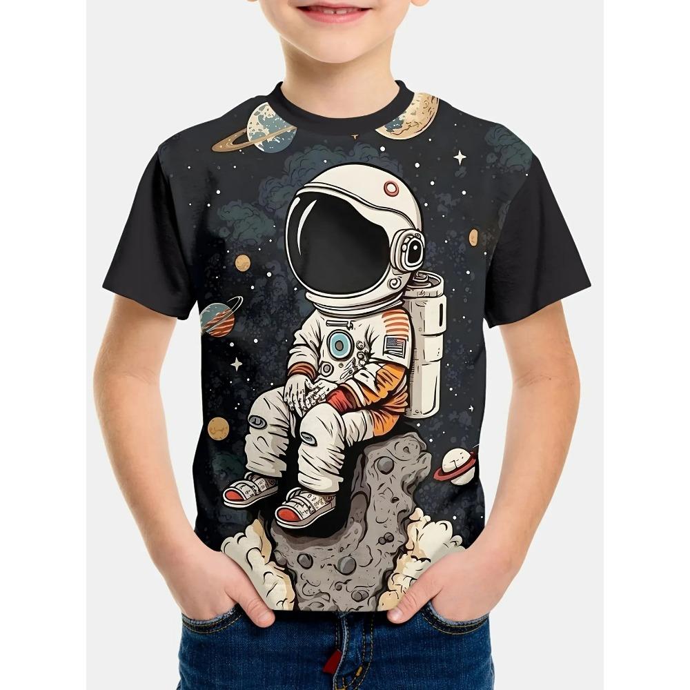 Fashion T-shirt, Summer Short Sleeved Boy Cartoon 3D Printed Boy T-shirt, Round Neck Children's Clothing