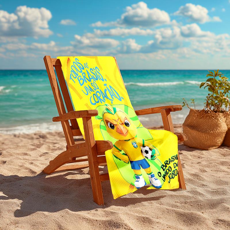 1pc Brazilian Unity Mascot Cartoon Quick Dry Microfiber Bath Towel for Swimming Surfing Camping Unisex Holiday. SJT7201115
