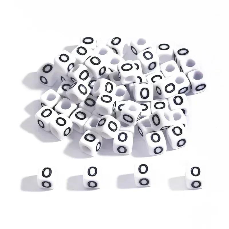 100-500pcs Acrylic A-Z Letter Bead White Square Cube Alphabet Bead for Jewelry Making Diy Bracelet Necklace Earrings Accessories