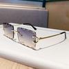Kajia new sunglasses metal frame toothed pattern lenses square rimless glasses men's and women's big-name flat glasses