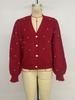2026 Spring Valentine's Beaded V-neck Cardigan Sweater - Women's Fashion European & American Style