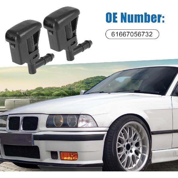 Windshield Washer Nozzle Kit 61667056732 Wiper Wash Spray Jet for BMW 323ti 1999-2000 Plastic (Set of 2)