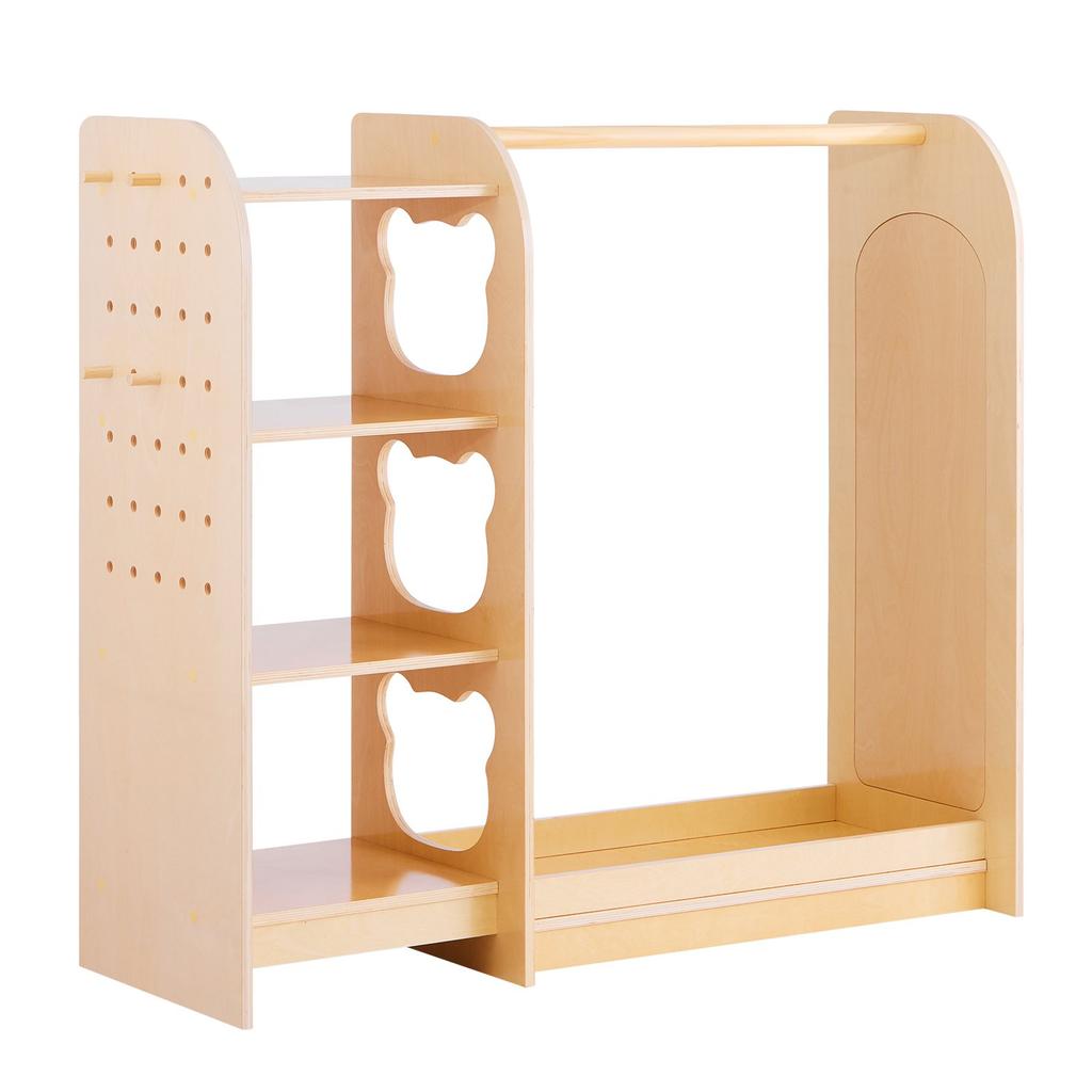 VEVOR Kids Dress Up Storage, with Mirror, Wooden Kids Dress Up Rack, Toddler Wardrobe Closet for Little Girls, Storage Armoire, Costume Organizer