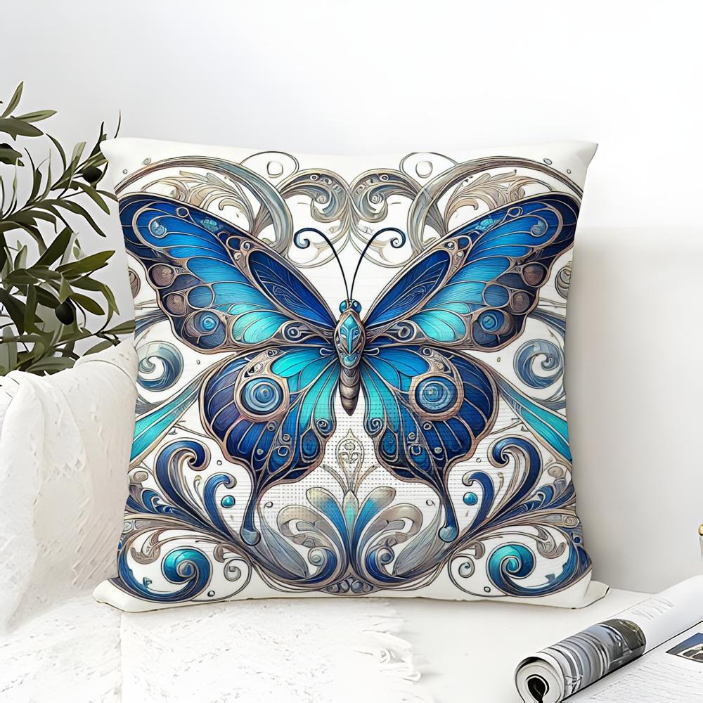 Colorful And Beautiful Butterfly Pillow Case Linen Pillow Case Sofa Home Decor Cushion Cover Cushion Cove