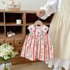 Girls Summer Sweet Floral Collar Rabbit Embroidered Sleeveless Dress Cartoon Print Baby Short Skirt