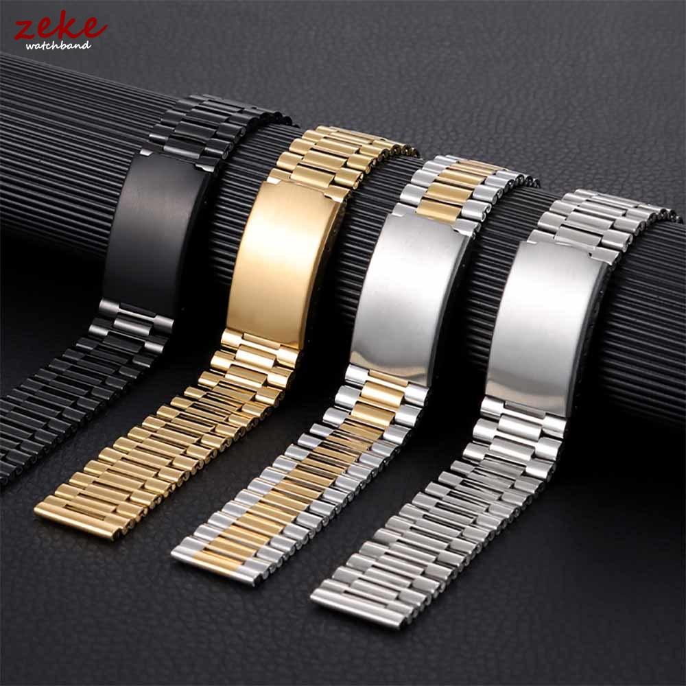 18mm 20mm 22mm Strainless Steel Watch Bracelets Silver Gold Metal Watch Band Folding Safety Buckle Universal Strap for Seiko