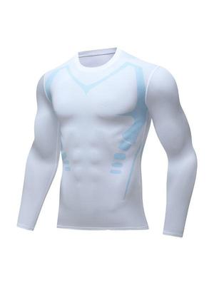 Men's High-Elastic Quick-Dry Long-Sleeve Sports Suit: Moisture-Wicking for Running, Training, and Basketball.