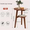 Small Bamboo Table, Small Coffee Table, Sofa Side Cabinet, Solid Wood Small Round Table Movable Living Room Side Table