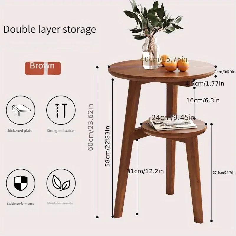 Small Bamboo Table, Small Coffee Table, Sofa Side Cabinet, Solid Wood Small Round Table Movable Living Room Side Table