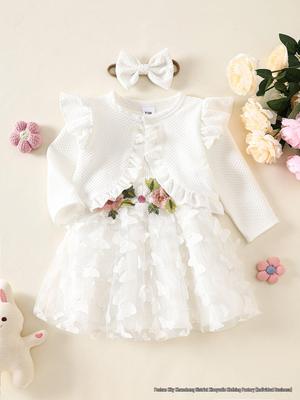 Toddler Girls' Floral Patchwork Sleeveless Dress with Butterfly Mesh Skirt & Headband