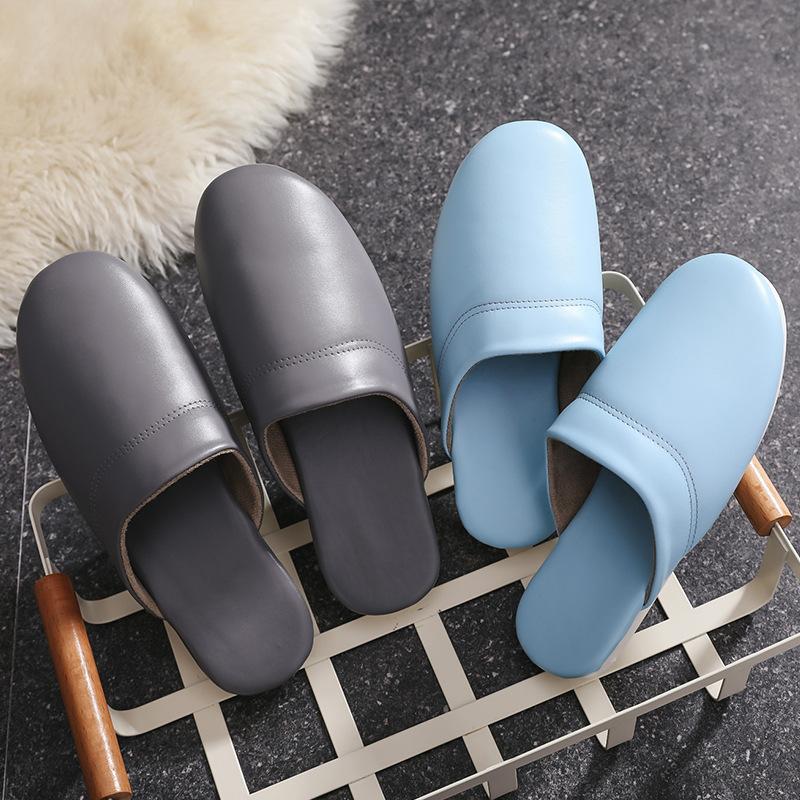 Mote Stor størrelse herre høst hjemmesko unisex ekte skinn tøfler komfortable innendørstøfler flate