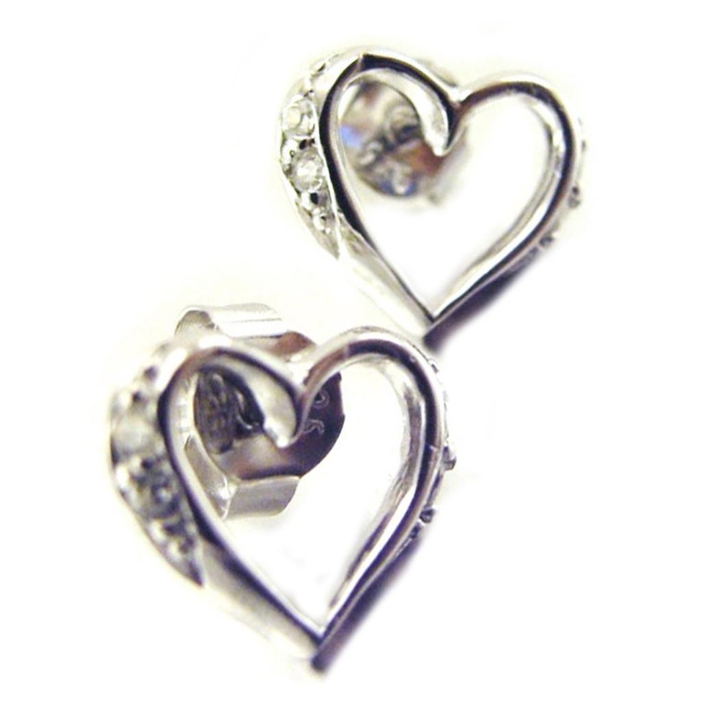 Les Trésors De Lily [E7626] - Silber BO 'Charming Hearts' silber-weiß (rhodiniert) - 9x7 mm