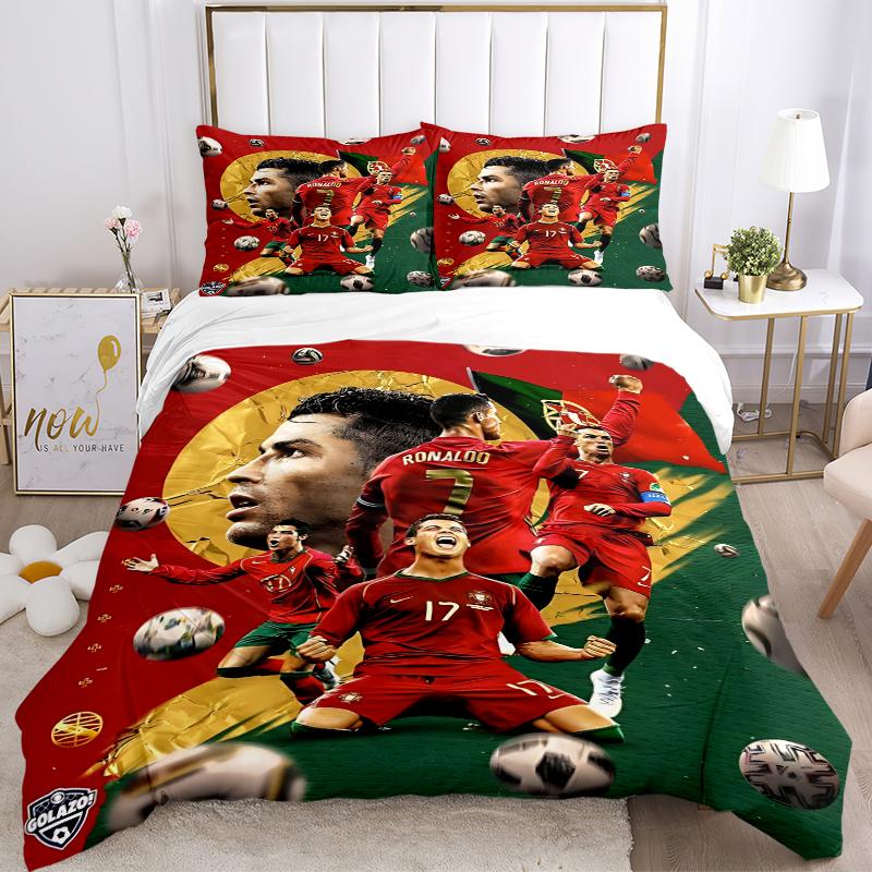 3Pcs Football Stars Celebration Bedding Sets For All Sizes New 3D Printed Bed Cover Comforter Duvet Cover Pillowcase Bedroom Decoration