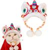 Chinese Style Cat Dance Lion Hats Cartoon Cat New Year's Headwear 3D Shape Cute Plush Pet Caps Dog