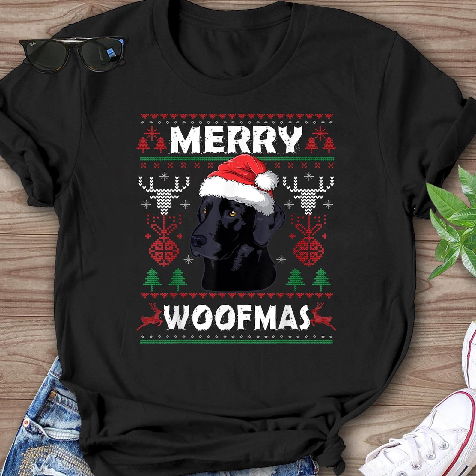 Merry Woofmas Black Lab Christmas Dog Lover Xmas Gift T-Shirt - Funny Dog Lover, Labrador Christmas, Christmas Shirt, Lover T-Shirt 3XL