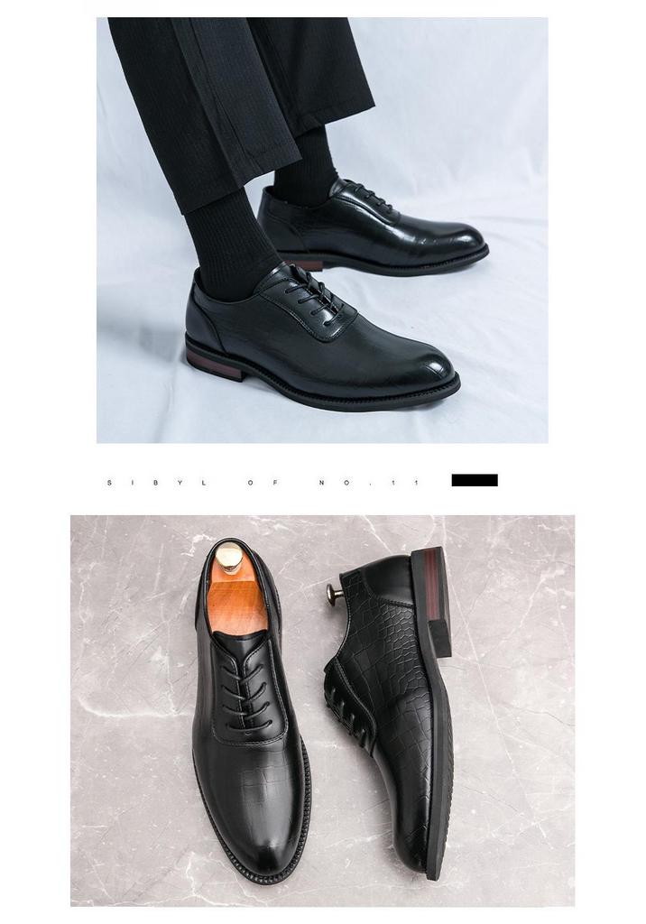 Men's Large Retro British Style Leather Dress Shoes - Fashionable, Lace-up, Formal Business Banquet Attire