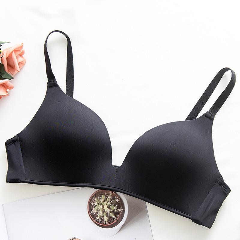 Бесшовный беспроводной бюстгальтер-бралетт с глубоким вырезом, невидимый комфортный бюстгальтер для женщин 32 чёрный