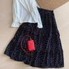 Women's Floral Print Tiered Maxi Skirt, High Waist Elastic A-Line Casual Long Skirt