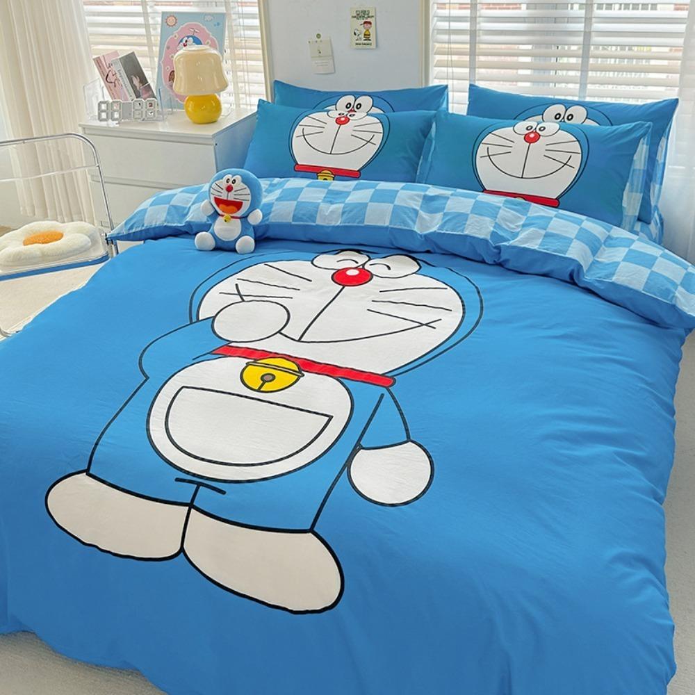 

Синий роботизированный кошачий спальный набор, Детский подарок Подросткам взрослым Микрофибра двуспальная 2/3 предмета Пододеяльник на молнии Декор комнаты 90x200cm