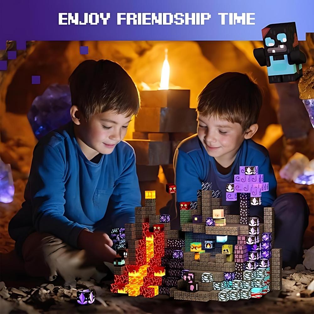 Creative magnetic building blocks Magma cave set ABS material creative construction games ideal Christmas birthday gifts