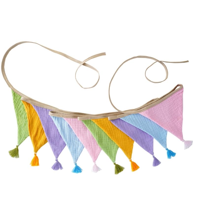 Festoni Bandierine in Cotone Crepe Colori Caramella Luminosi Per Asilo Nido Compleanni di Bambini Feste Eventi