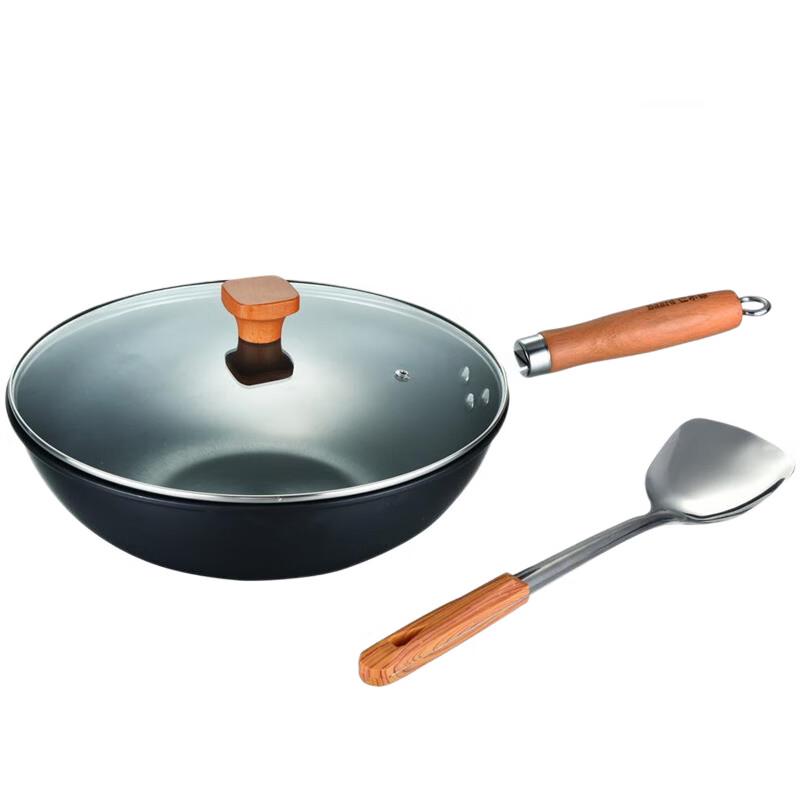 Bard Black Iron 32CM Wok & Spatula Set