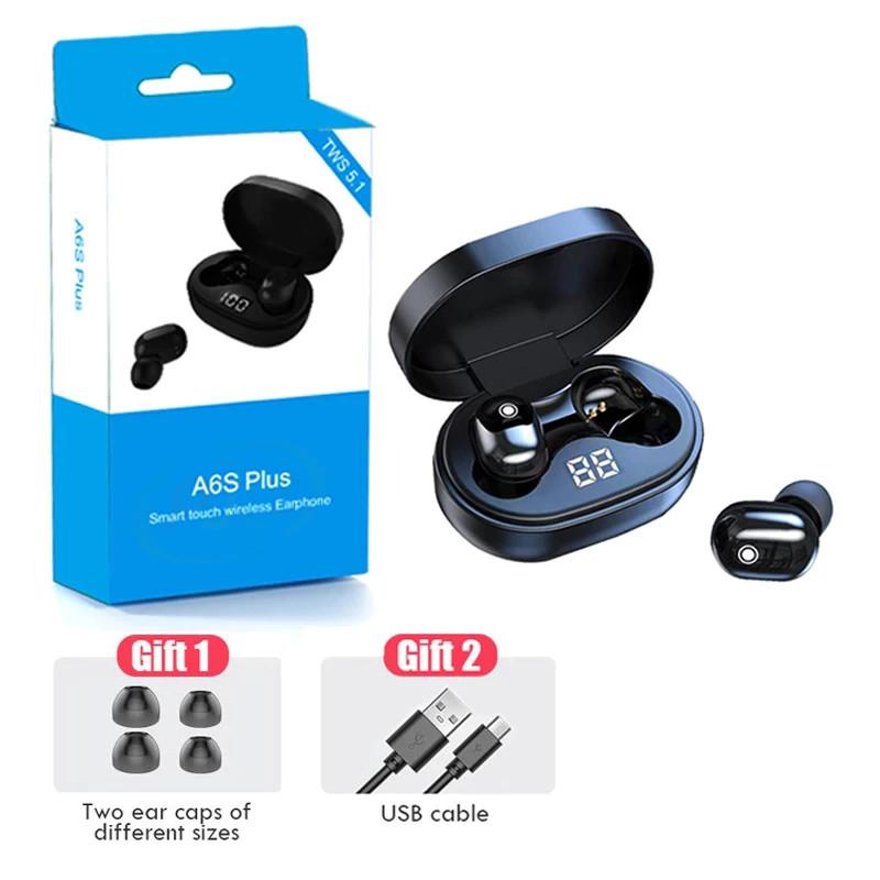A6S Plus Wireless Bluetooth Headsets Earphones Stereo Headphones Sport Noise Cancelling  Earbuds For All Smart Phone