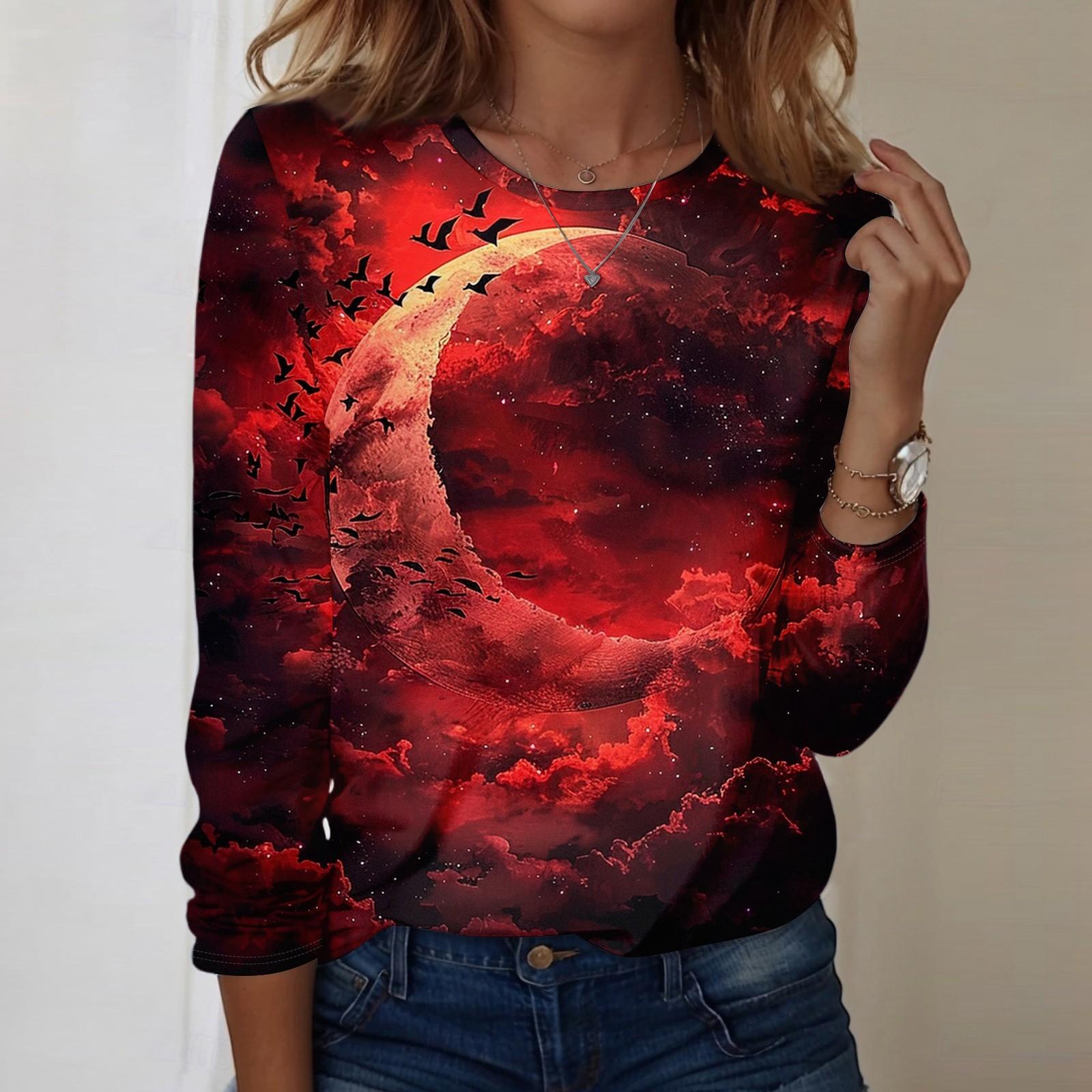 

Женский топ с круглым вырезом, свободного кроя, с длинными рукавами и принтом на Хэллоуин XXXL