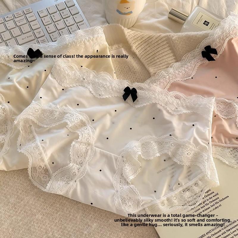 Ladies Spring and Summer Retro Sexy Lace Pure Cotton Antibacterial Triangle Briefs