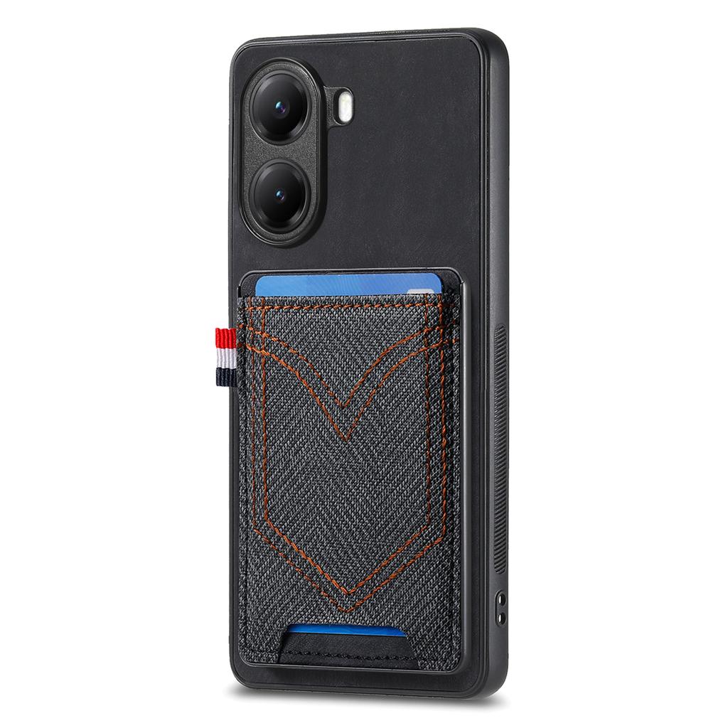 For Xiaomi Poco X7 Pro 5G/Xiaomi Redmi Turbo 4 5G Phone Case Retro Jean Cloth Texture Leather Back Cover with Card Holder