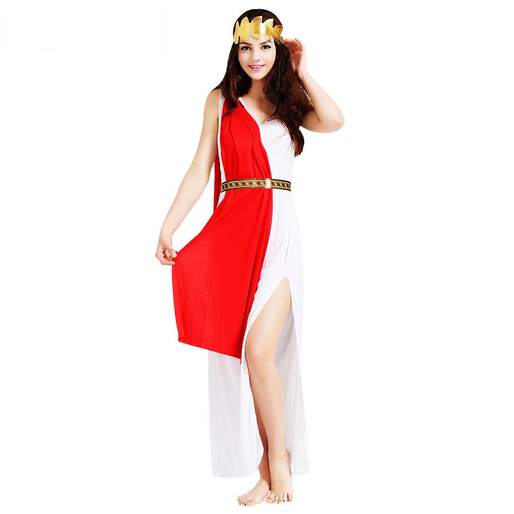 Ancient Egyptian Greek Masquerade Costume with Red Shawl for Adults