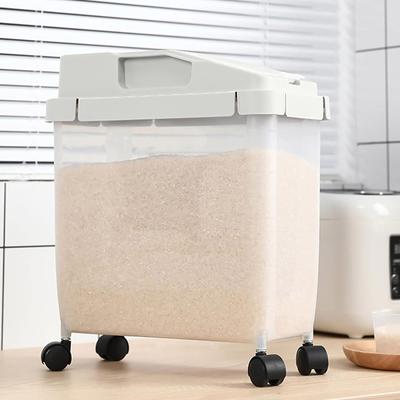 Contenedor Grande Hermético de 20 Lb para Arroz, Almacenamiento de Alimentos, Contenedor para Cereales, Contenedor de Comida para Perros con Ruedas + Almacenamiento de Perritos Calientes para Nevera
