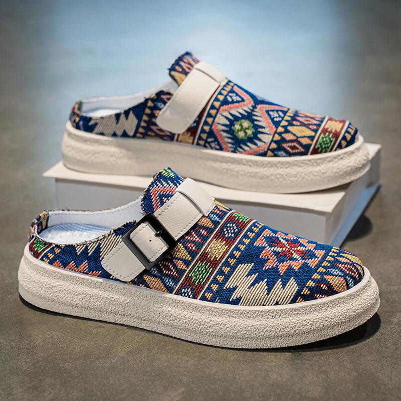 

Летние дышащие ретро мужские полусабо спортивные большого размера легкие накладки на стопу сандалии с одним ремешком 44